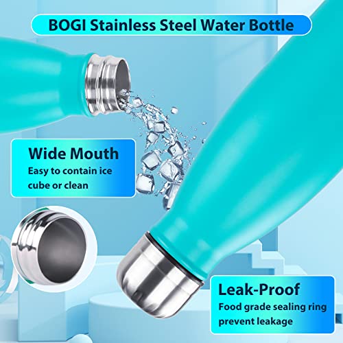 Image of BOGI 2 Pack 25oz Insulated Water Bottle Double Wall Vacuum Stainless Steel Water Bottles, Leak Proof Metal Sports Water Bottle Keeps Drink Hot & Cold -Perfect for Outdoor Sports Camping (Mint+Dblue)