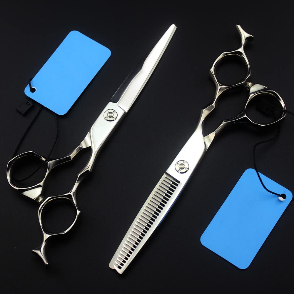 Tijeras profesionales para cortar el cabello, fabricadas en Japón, de acero 440c, con hoja de 6 pulgadas y rodamientos. Tijeras de entresacar para barbería y peluquería. Juego de tijeras profesional