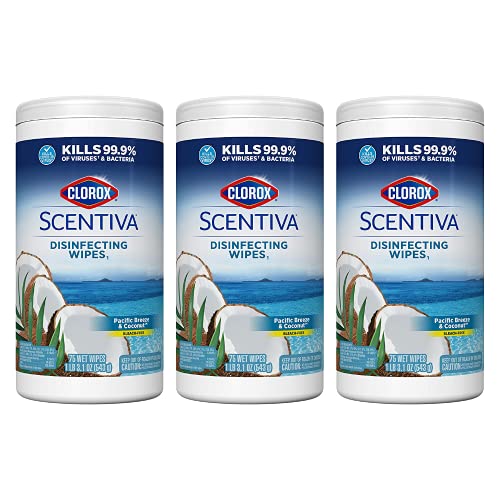 The Clorox Company Clorox Scentiva Wipes, Bleach Free Cleaning Wipes - Pacific Breeze & Coconut, 75 Count (3 Pack), 60037
