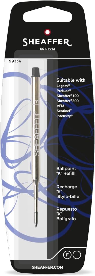 Fine Ballpoint Pen Refill, “K” Style, Black, 99334