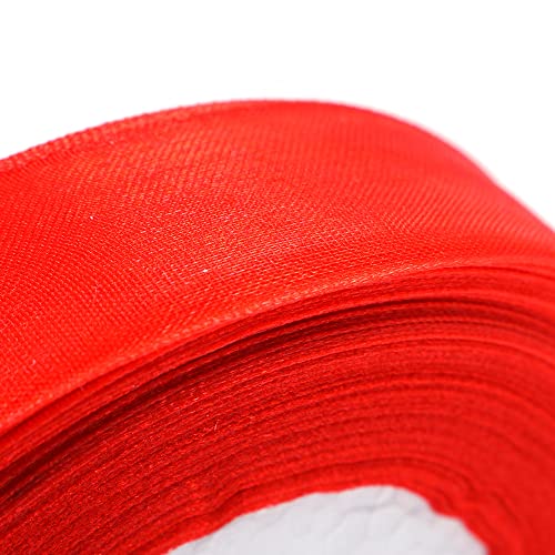 CENPEK 2 Rolls Sheer Chiffon Ribbon Organza Satin Ribbons Boxes Transparent Ribbon for Craft Wrapping Sewing Bouquet Gift Party Decorations 25mm x 45m(Red) - Image 3