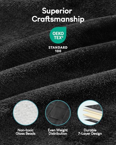 Image of Cottonblue Weighted Blanket 15lbs for Queen Bed - Ultra Soft, Cozy Comfort Sherpa Blanket for Relax and Sleep, Heavy Bed Blankets with Cemaric Beads, 60x80 Inches,Black