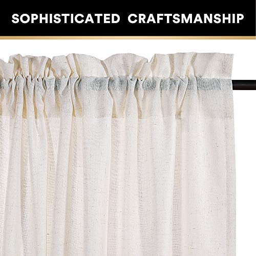 image for PrinceDeco Linen Curtains Natural Linen Blended Rod Pocket Panels Ligh