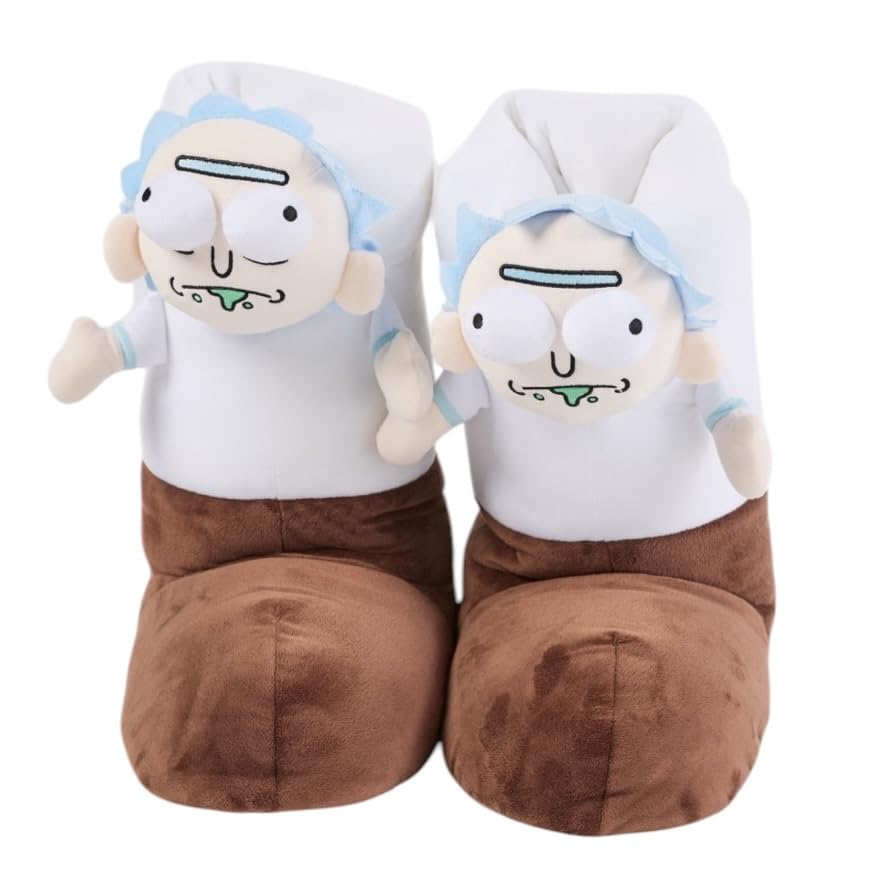 Rick Boots: Hilarious and Cozy Cartoon-Inspired Plush Slippers – Fun and Soft 3D Character Design for Ultimate Comfort – Non-Slip Sole, One-Size Fits All