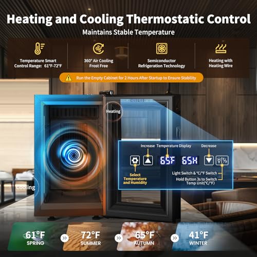 NEEDONE 16L Pro 1S Electric Cigar Humidor, Smart Humidity & Temp Quiet Control, Holds 100 Counts, Thermostatic Cabinet w/Spanish Cedar Wood Shelves & Drawer, Digital Hygrometer, Gifts for Men