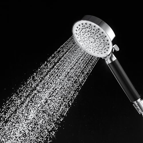 Image of Mila Midnight 5-Function Hand Shower with Filter | Rain, Boost Water, Shock Water, Mix Spray Modes | Matt Black & Chrome Finish | Includes Hose (1.5m), Bracket & Installation Kit (120 * 260mm)