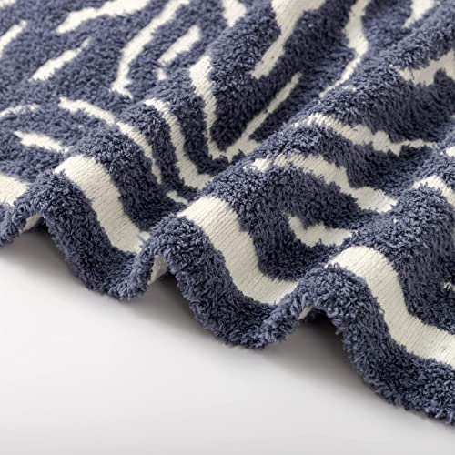 Snuggle Sac Zebra Knitted Throw Blanket Lightweight Soft Cozy Decorative Bed Throw 50" X 60" For Bed Sofa Chair Couch In All Seasons, Zebra Navy And White #TOP5
