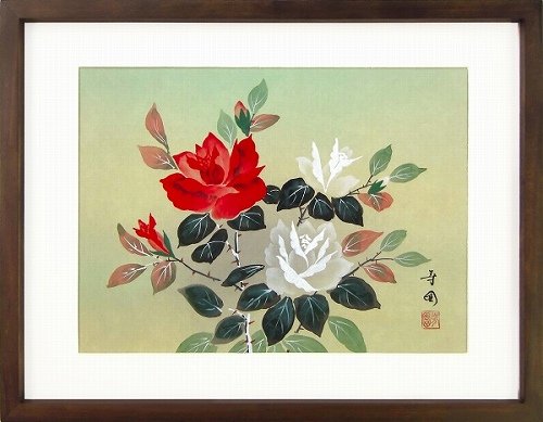 Amazon.co.jp: 田中芳園『バラ (F6号)』日本画 : ホーム＆キッチン