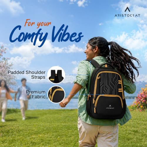 Image of Aristocrat Circuit Casual Backpack 40L | 3 Compartments with Quick-Access Front Pocket | Padded Shoulder Straps & Side Bottle Holders | Office & Travel Backpack for Men & Women