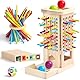 Akokie Montessori Spielzeug ab 3 Jahre Spiele ab 3 4 5 Jahren 3-IN-1 Brettspiele Lernspiele ab 4 Jahre mit 40 Holzstäbe, Aufbewahrungsbox Klassifizierung Farblernturm Kinderspiele Reisespiele Kinder