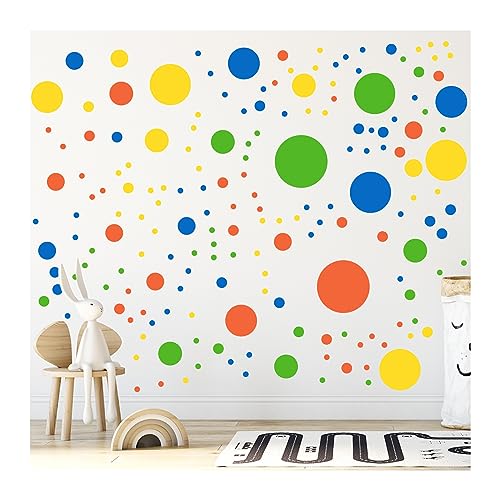 StickerDeen 500+ Assorted Polka Dot Circle Wall Stickers for Kids Bedroom Living Room Classroom