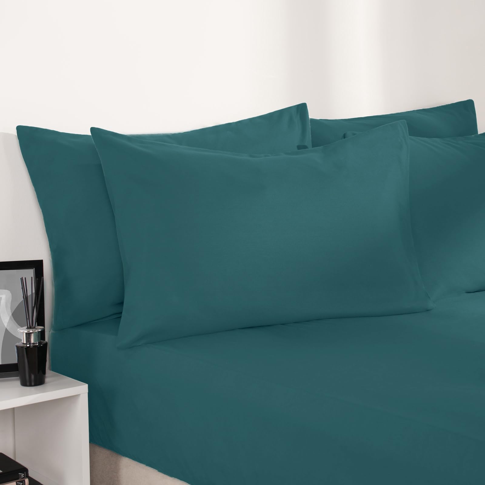 Brentfords Teal Pillow Covers Pack Of 2 Plain Dyed Housewife Pillowcases, Super Soft Cosy Luxurious Fabric Cushion Covers With Envelope Closure For Bedroom, -50 X 75Cm