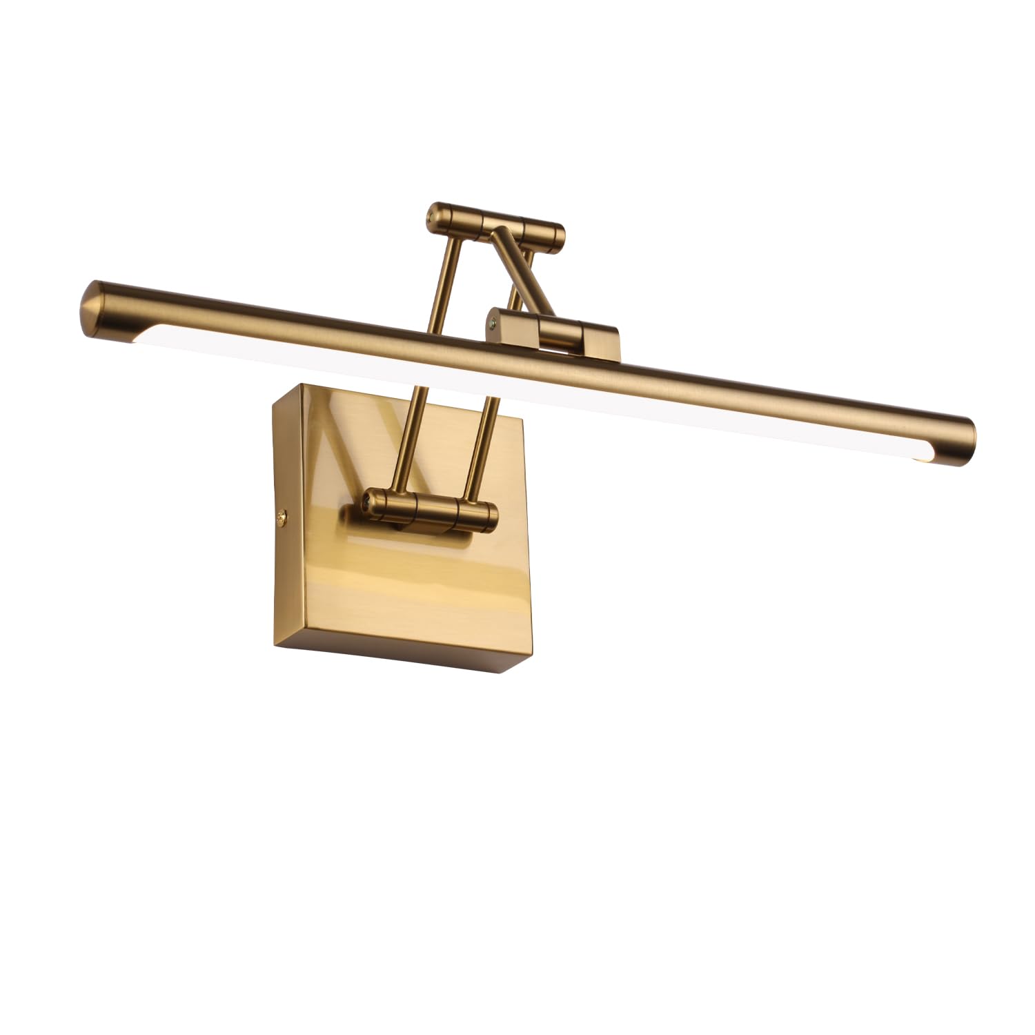 hard-wired picture light dimmable led picture lights for paintings 15.7 inch brass metal body wall pictures with adjustable gold swing arm art display lamps 7w 3000k warm white book light