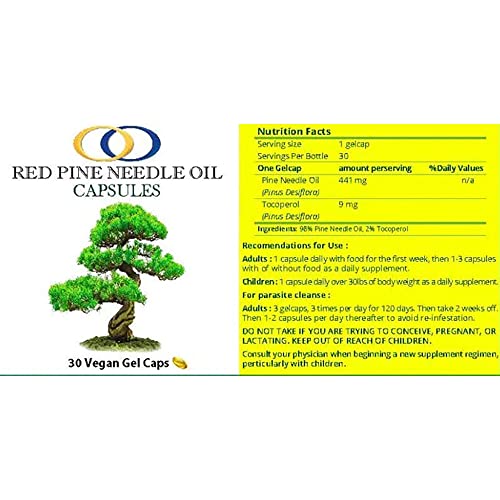 Optimally Organic Red Pine Needle Oil Capsules - 30Ct - Immune System Support - Parasite Cleanse - Candida Cleanse - Body Cleanse - Anti-Aging - Gut Health #TOP1