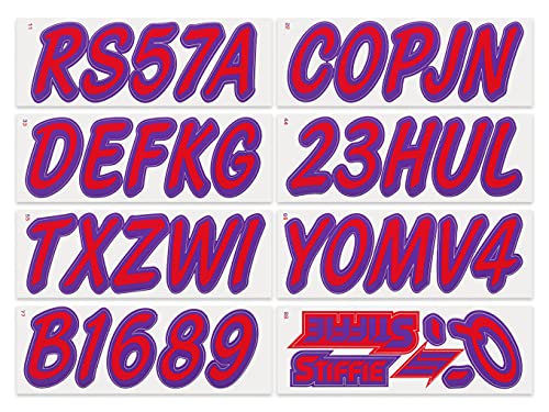 Image of STIFFIE Whipline Solid Red /Purple 3 inch Alpha-Numeric Registration Identification Numbers Stickers Decals for Boats & Personal Watercraft