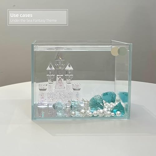 Miniatura 4 de Decoración de castillo de acuario con colas de sirena, juego de decoración de pecera de 3 piezas para Betta, peces dorados, terrario o escritorio