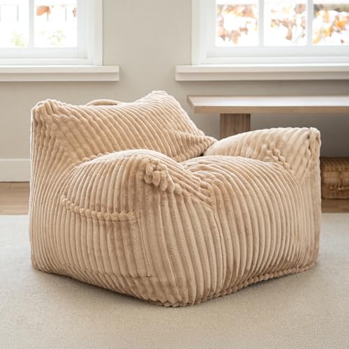 アイリスプラザ 身体を包み込む贅沢ソファー ラウンジャービーズソファ ソファ 一人掛け 1人掛け ソファー フランネルカバー ライトブラウン LNG-90F