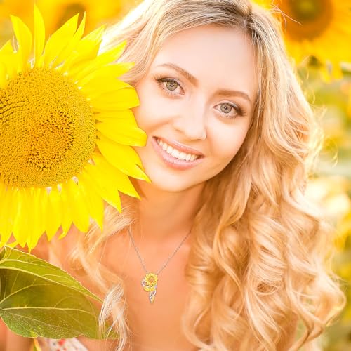 Sunflower Necklace Anklet Bracelet Earrings Ring - Sterling Silver Sunflower Jewelry Set Pendant Gifts for Women You Are My Sunshine3