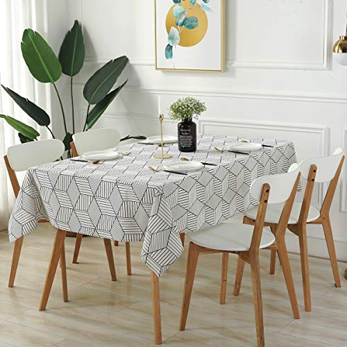 Rectangle Tablecloth Geometric Style- Cotton Linen Table Cloth Dust-Proof Table Cover for Kitchen Dinning Tabletop Decoration (Rectangle/Oblong - Image 3
