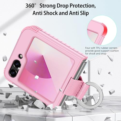 Image of BENTOBEN for Samsung Galaxy Z Flip 6 5G Case with Ring, Heavy Duty 2 in 1 Full Body Rugged Galaxy Z Flip6 Case Girls Women Boy Men Shockproof Protection Cover for Samsung Z Flip 6 6.7 inch,Cherry Pink