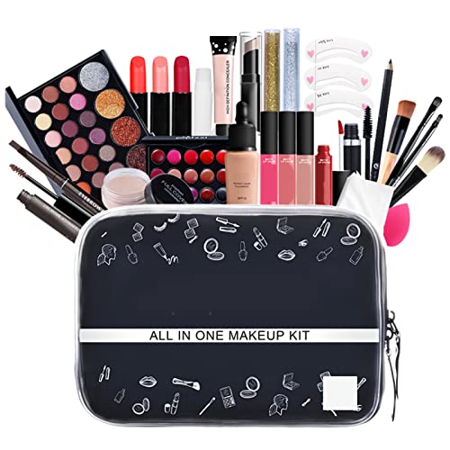 27PCS Professional Makeup Set for Beginner, Premium Makeup Sets Include Foundation, Eyeshadow Palette, Lipstick, Makeup Brush Set Etc, Gifts for Beginner Girls (Assorted Color)