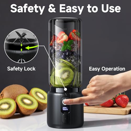 COKUNST Portable Blender - 17oz USB-C Rechargeable Personal Smoothie Maker (8-Blade, LED Display) Image 4