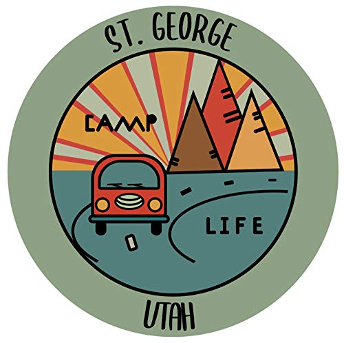 St. George Utah Souvenir 4 Inch Vinyl Decal Sticker Camping Design