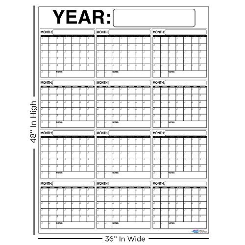 Best Oversized 12 Month Dry Erase Wall Calendar Planner and Organizer 3 x 4 ft Vertical Laminated Dry or Wet Erase to Plan Your Whole Year - Perfect Sales Planning Office Conference Room Teachers - Thumbnail 5