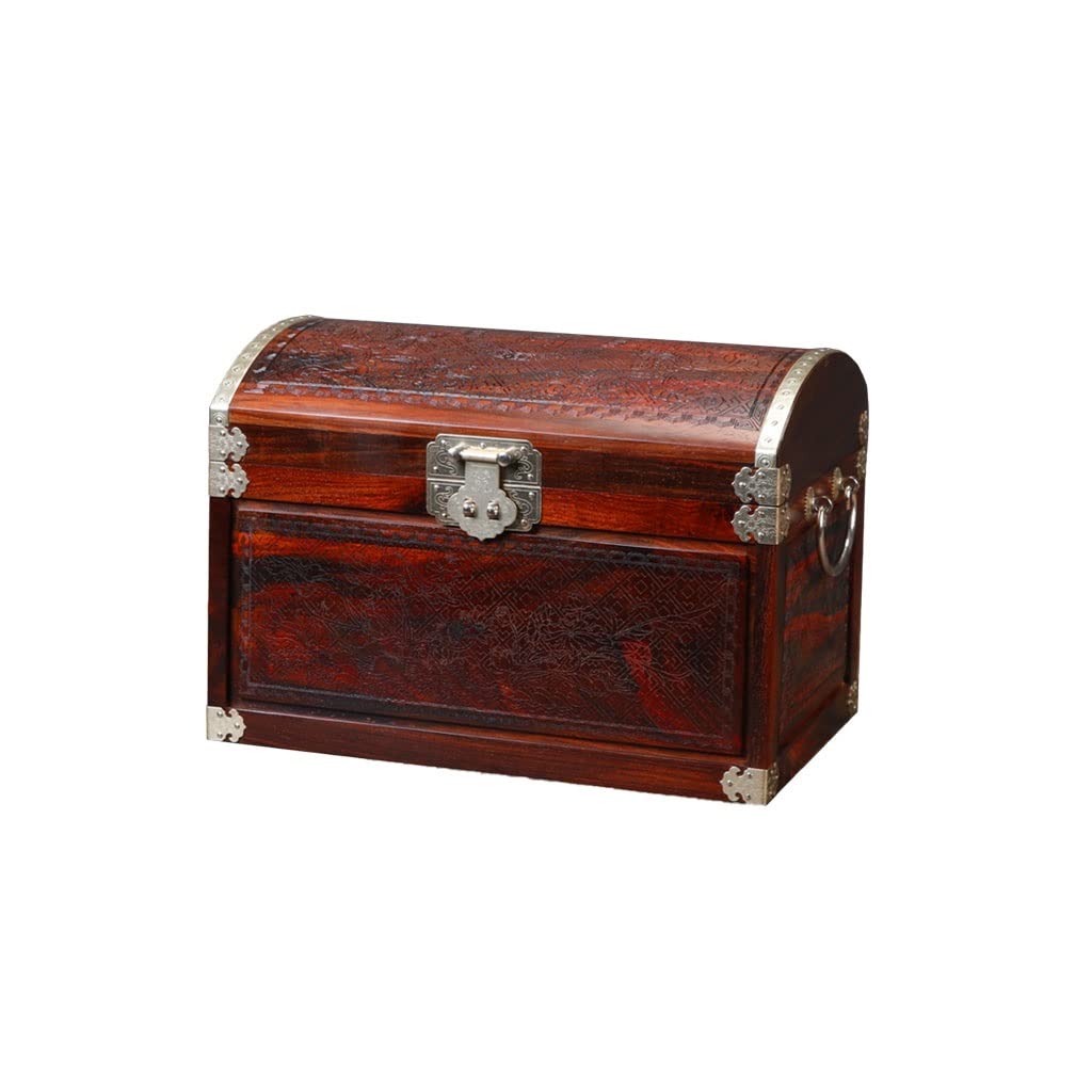 HVMBEUGOS Jewelry Box Solid Wood Jewelry Box Chinese Retro Storage Box Ring Earring Necklace Bracelet Watch Small Jewelry Storage Box Jewelry Box 11.81 Inches Jewelry Organizer (A)