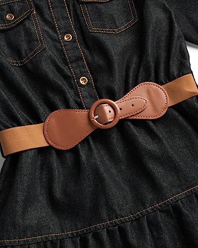 dollhouse Girls' Denim Dress - Casual Long Sleeve Jean Dress for Girls - Button Down Blue Knee Level Dresses for Girls (7-16)4