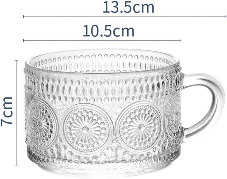 Nordic Retro Embossed Glass Sun Flower Coffee Cup Pearl Milk Tea Cold Drink Juice(E)