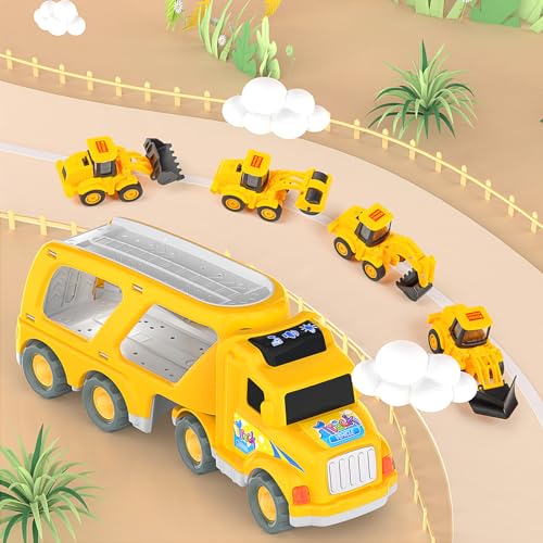 Veslier Construction Truck Toys for Boys Girls Age 3 4 5 6 Years Old,Carrier Transport Trucks for Kids 3-4 3-5 Year Old,Christmas Birthday Gift Toddler Toys. - Image 3