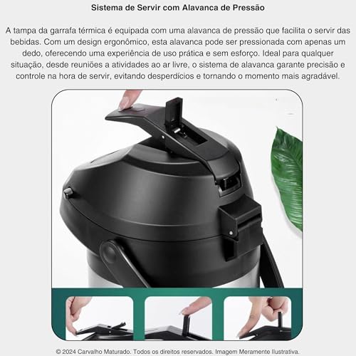 Garrafa Termica 2,5l Inox Grande Thermos Tereré Agua Gelada Cafe Quente Chimarrão