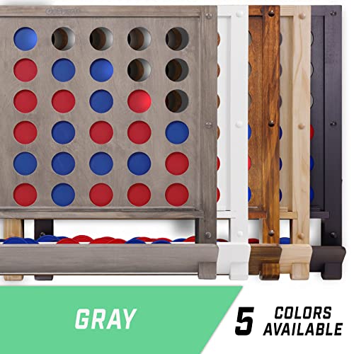 Image of GoSports Wall Mounted Giant 4 in a Row - Jumbo Four in a Row with Coins - Gray Stain