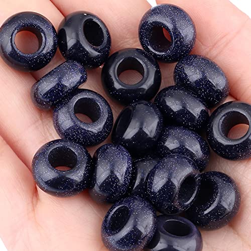 Nupuyai Blue Sand Stone Large Hole Stone Rondelle Loose Charms fits Bracelet - Image 2
