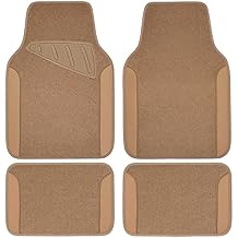 CAR PASS Beige Leather & Waterproof Car Carpet Floor Mats, Universal Car Mats Fit for SUV,Vans,sedans, Trucks,Set of 4pcs Car Carpet with Anti-Slip nibbs Driver Heel Pad All Beige