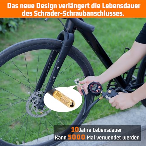 ETENWOLF T500 Digitaler Luftdruckprüfer, 0-17 Bar/250 PSI Reifenfüller Reifendruckprüfer, Kalibriert nach ANSI B40.7 Grade 2A, Luftdüse & Kompressorzubehör mit Aufbewahrungstasche