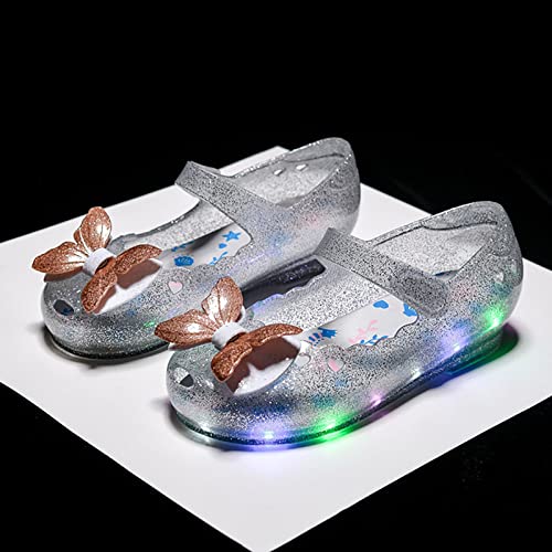 EnJoCho Children Kids Girls Sandals LED Light Luminous Shoes Casual Shoes Bow Princess Shoes Toddler Girls Sandals (White, 7 Years)2