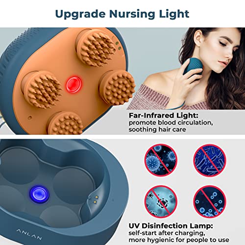 ANLAN Elektrisches Kopfmassagegerät, Kabellose Handmassagegerät mit 4 Ersatz-Massageköpfen, IPX7 Wasserdichtes Tragbar Massagegerät Für Schultern, Nacken, Rücken - Image 6