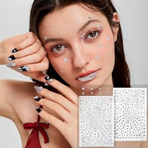 Hair Gems, Face Gems, Hair Jewels, Face Jewels Stick On, Face Stickers, Face Gems Halloween, Rhinestone Stickers Gems for Face Makeup Face Gemstones Self Adhesive Gems for Body Eye Concert Decoration