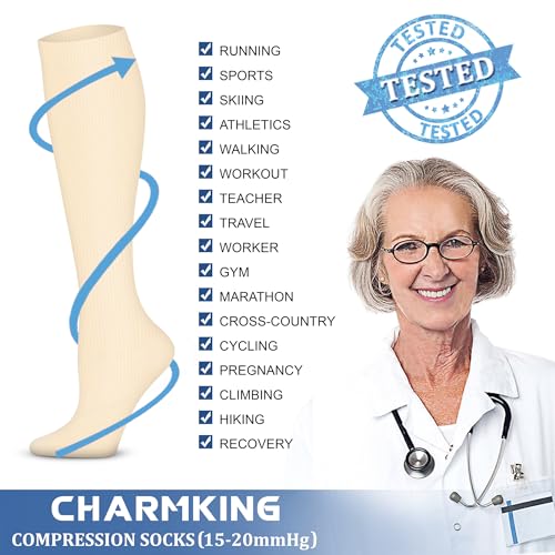Image of Compression Socks (7 Pairs), 15-20 mmhg is BEST Graduated Athletic & Medical for Men & Women, Running, Flight, Travel, Nurses, Pregnant - Boost Performance, Blood Circulation