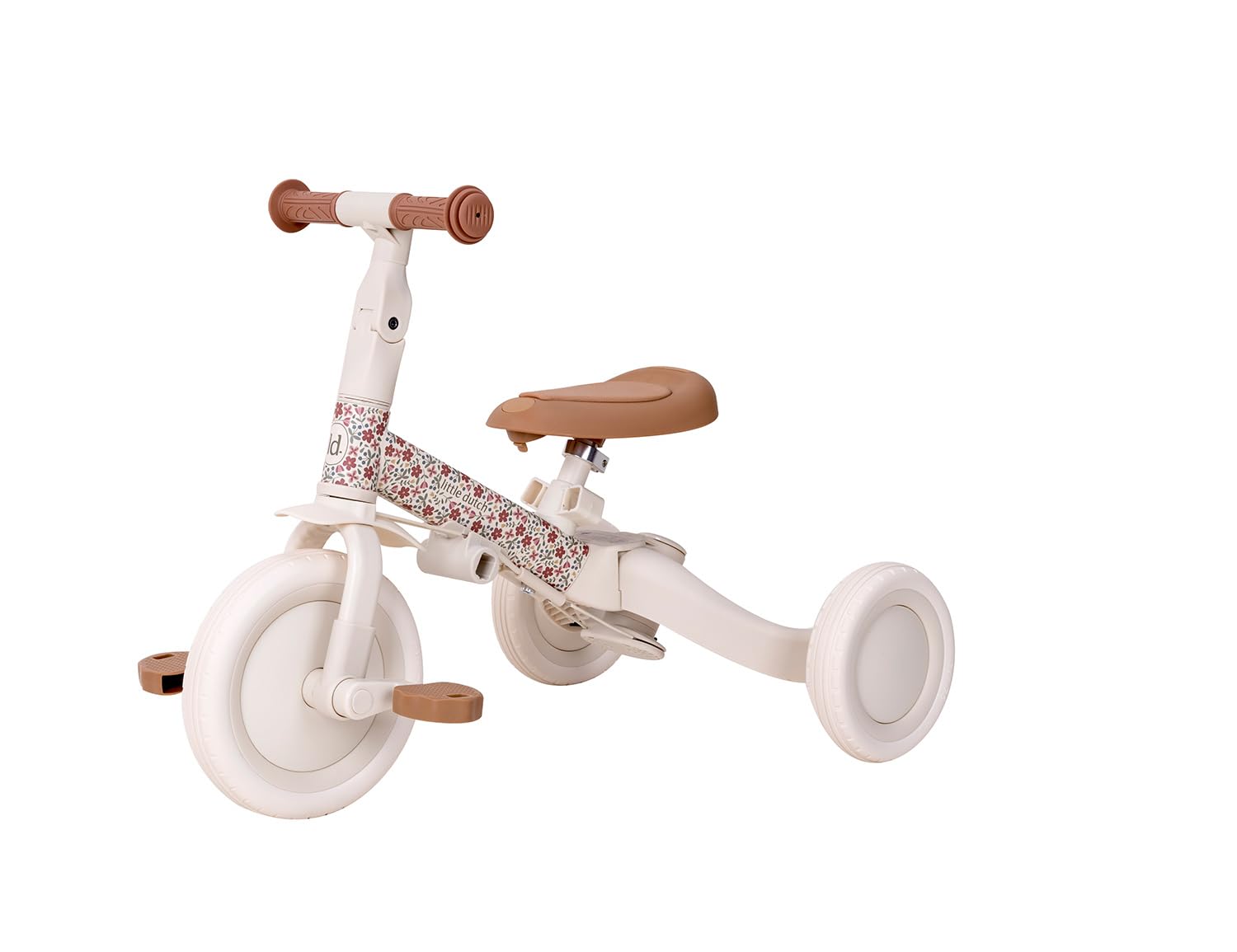 Little Dutch 4-in-1 Dreirad mit Schubstange Laufrad - Sunny Flower Offwhite