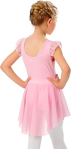 Miniatura 8 de LUOUSE Elegantes leotardos de ballet para niñas vestido clásico de manga con volantes y falda tutú para niñas pequeñas