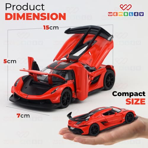 Image of Wembley 1:32 Scale Die-Cast Toy Car for Kids| with Opening Doors, Hood & Trunk| Features Pull Back Action| Luxury Sports Car Collectible|| Die-Cast Metal Body - Orange