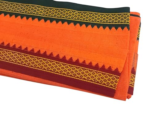 Image of Handloom Cotton + Polyester Mix God Towel | Gamcha /Angocha Towel | Fast Absorbing Bath Towels |Pack of 6 | Size 76 x 168 cm | Orange