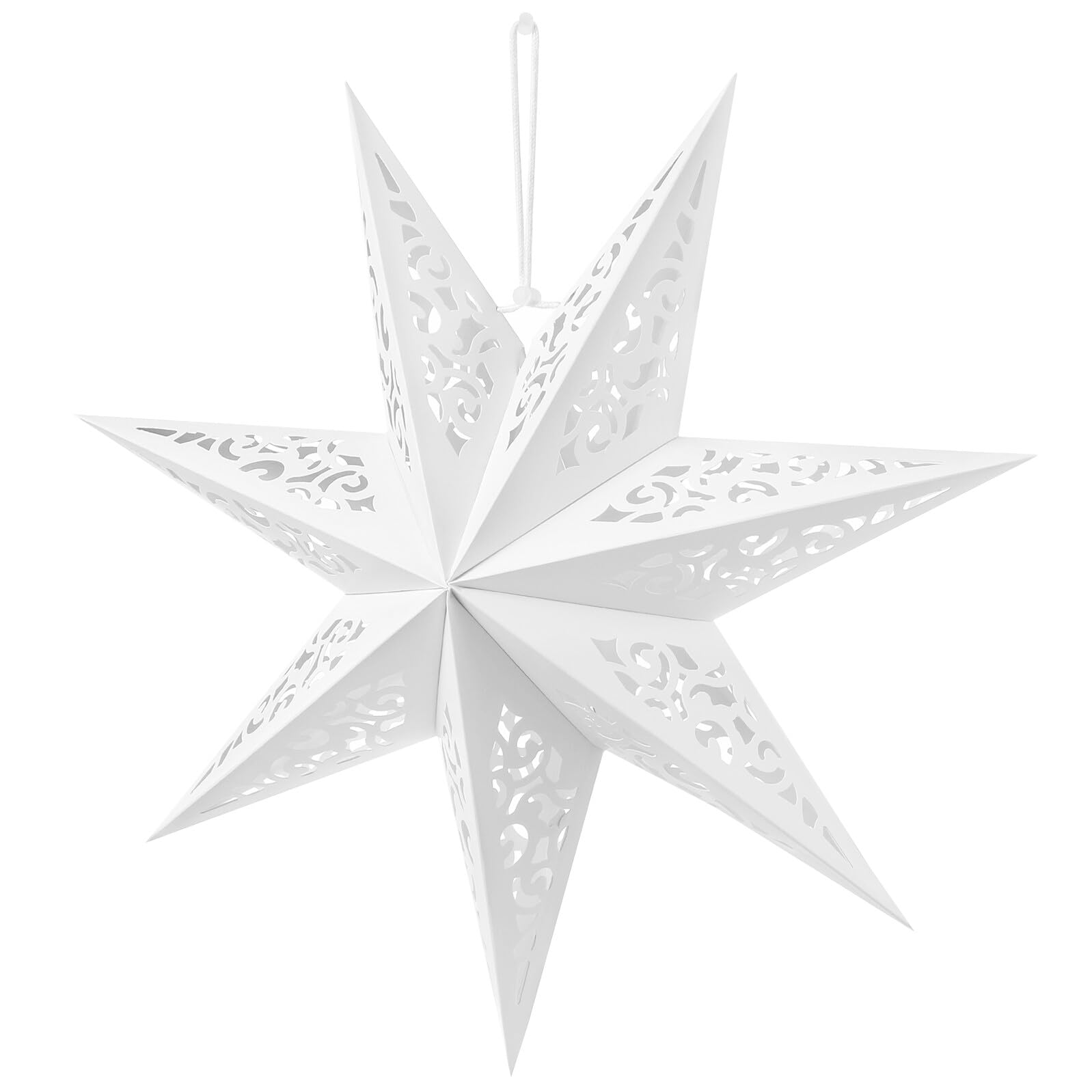 Abat-jour Étoile Ajouré en Papier Blanc, 45cm Décoration Festive