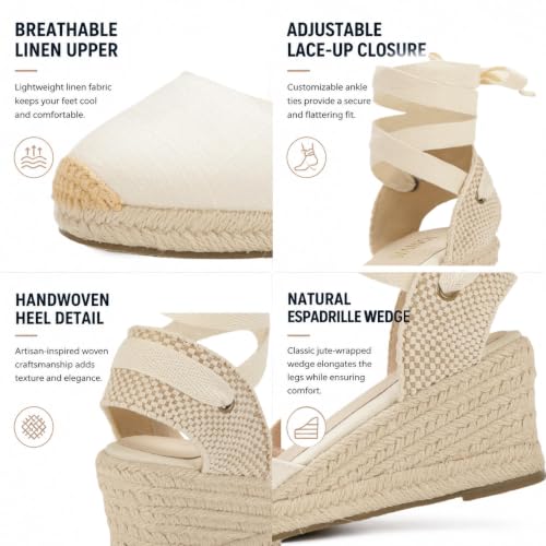 Image of Women's Espadrille Wedge Sandals Closed Toe Lace-Up Shoes
