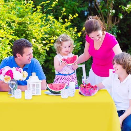 Image of Kopokita 2 Pack Yellow Plastic Tablecloths Disposable 54 x 108 Inch