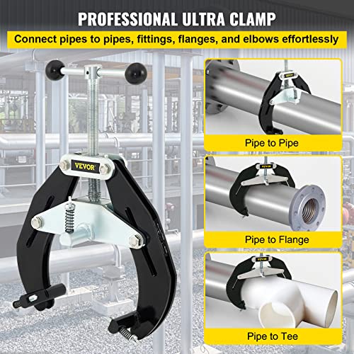 Image of VEVOR Pipe Clamp, 2 to 6 in, High Strength Ultra Clamp with Quick Acting Screws, Steel Pipe Alignment Tool with Lightweight Design, Black