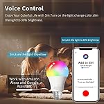 Peteme Smart WiFi Alexa Light Bulb, Led RGB Color Changing Bulbs, Compatible with Alexa, Siri, Echo, Google Home (No Hub Required), E26 A19 60W Multicolor (4 Pack)… - Image 3